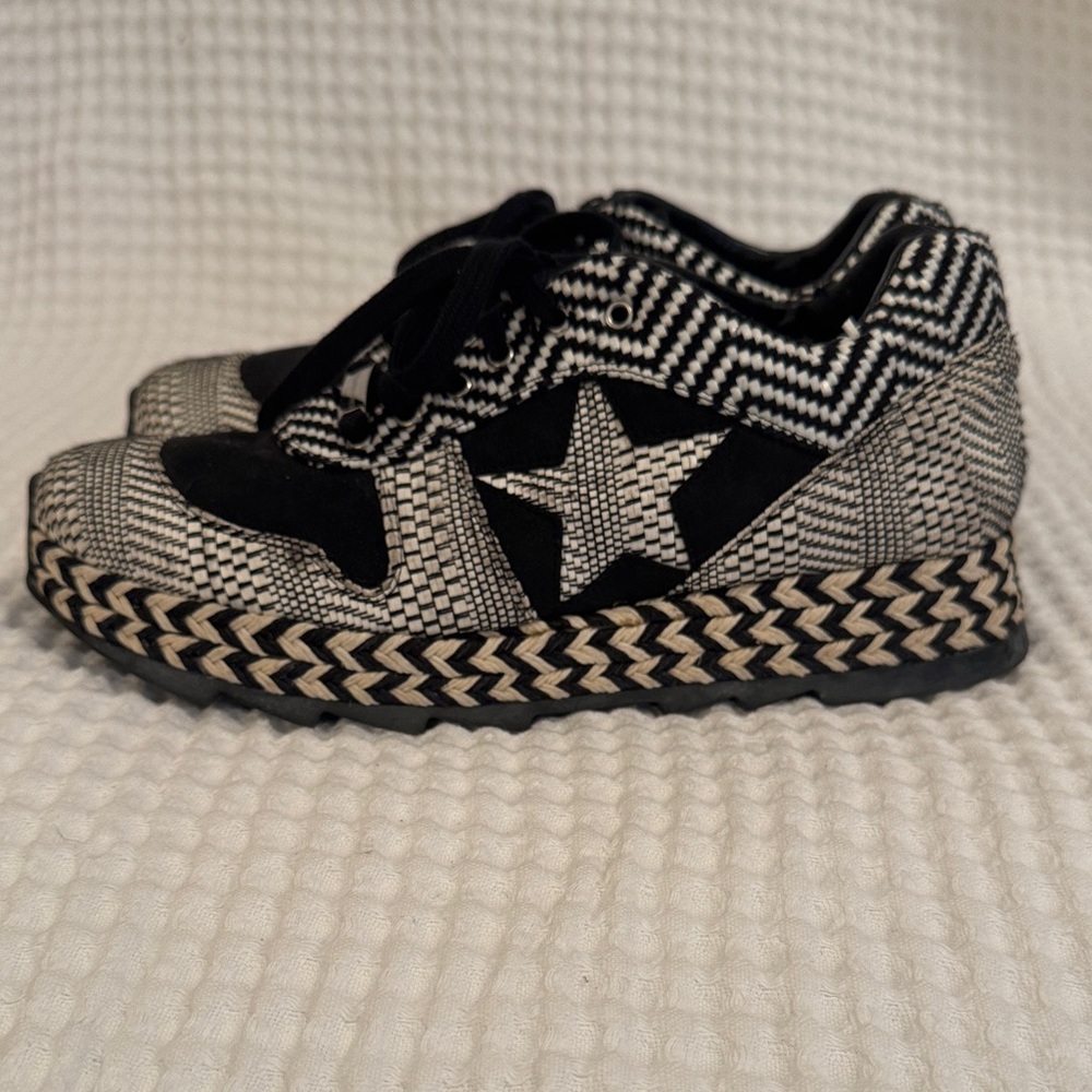 Stella McCartney Black and White Patterned Sneakers Size 38